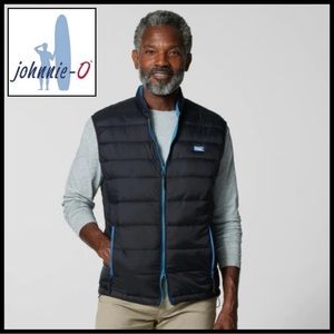 Johnnie O Hudson Quilted 2 Way Zip Front Vest in Black